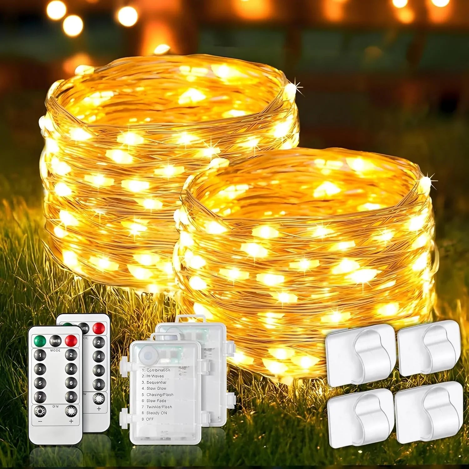 33FT LED Fairy String Lights - Battery Operated with Remote & Timer - The Outdoor Furniture Market 