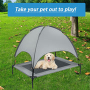 SELFIE Cat Cooling Pet Tent for Dogs & Cats - UPF50+ Sun Protection w/Bug-Proof Net Thickened Oxford | Elevated Portable Design cooling dog bed - Gray