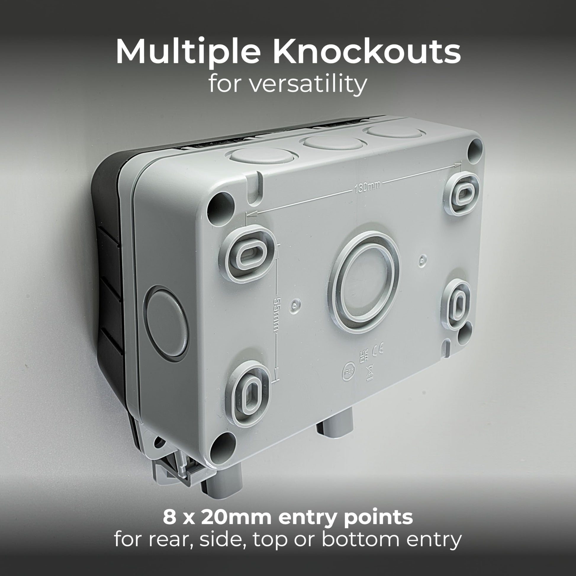 Weatherproof Outdoor Double Socket - IP66 Rated Grey - The Outdoor Furniture Market 