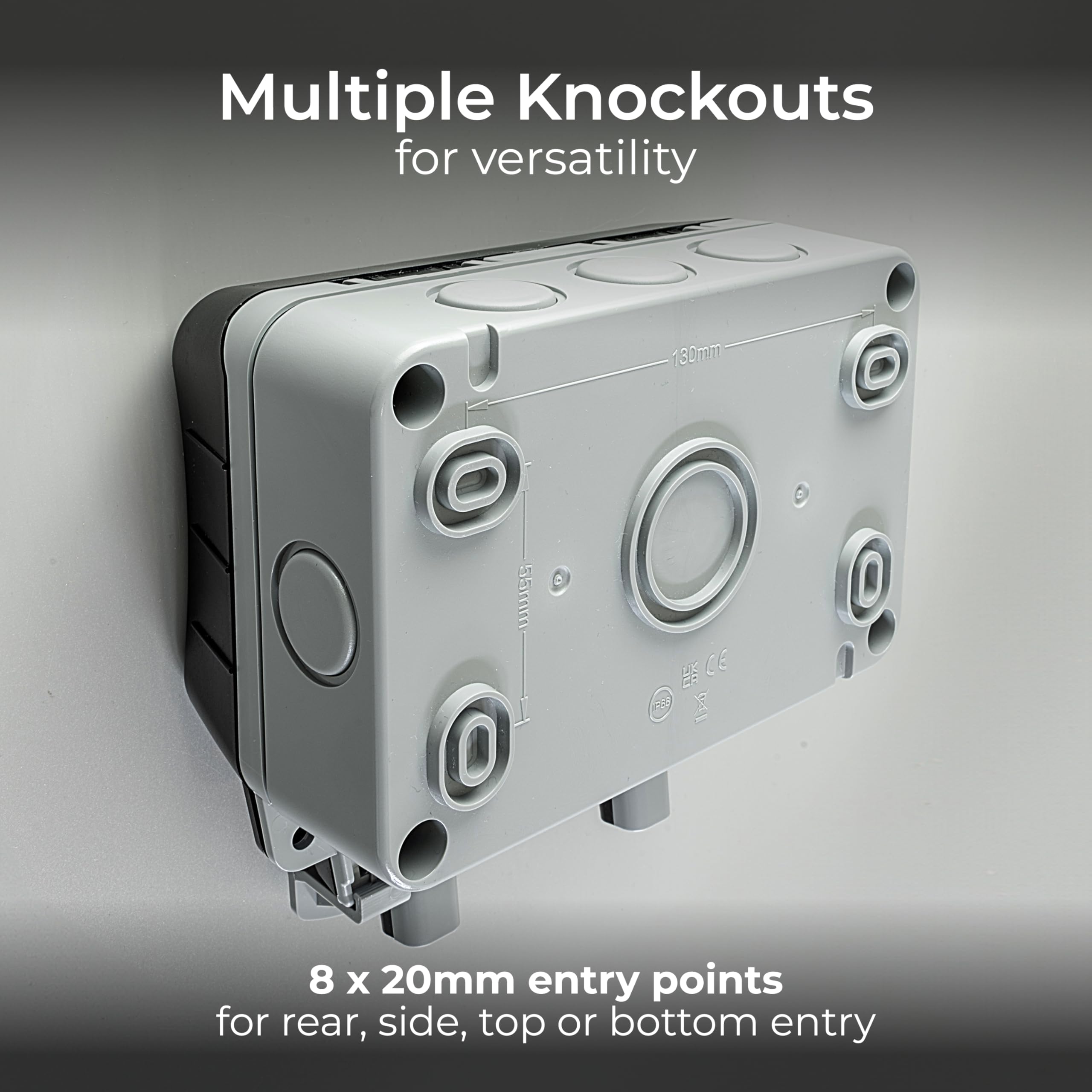 Weatherproof Outdoor Double Socket - IP66 Rated Grey - The Outdoor Furniture Market 