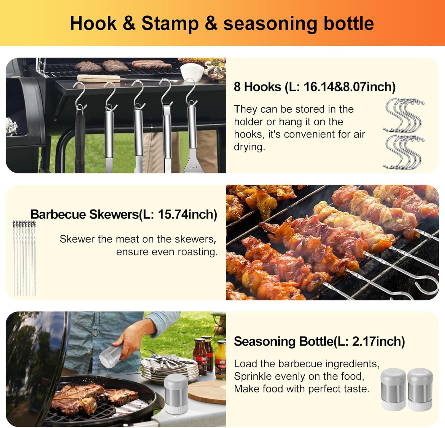 46pcs BBQ Grill Accessories Kit, Heavy Duty Stainless Steel Grill Tools Set with Long Handle, All-in-One Grilling Utensils Set for Outdoor Cooking for Men, Dad & Grillers