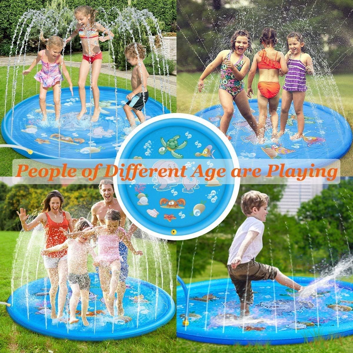 Colorful Dolphin Splash Pad water sprinkler play mat for kids, featuring playful dolphin design and vibrant colors for outdoor fun.