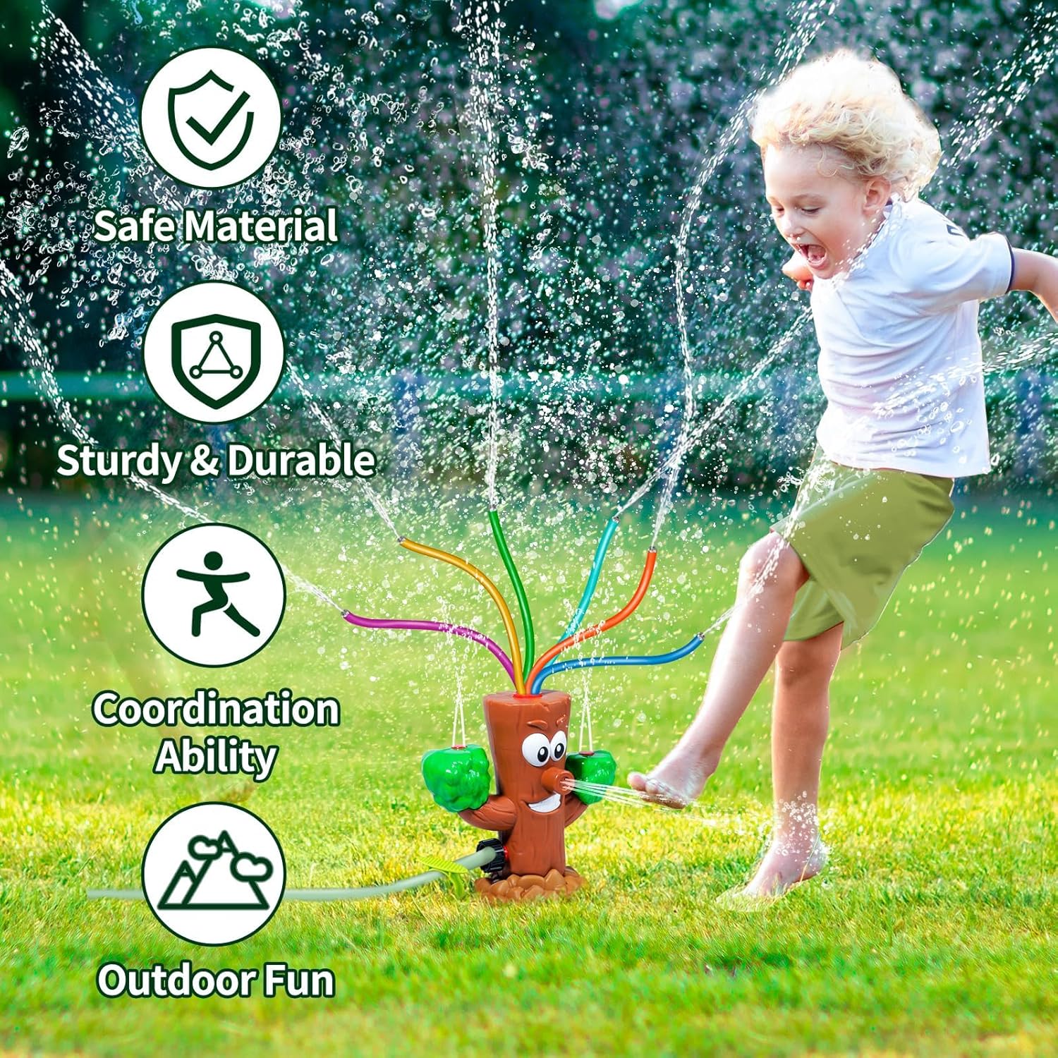 KASTWAVE Water Sprinkler for Kids, Summer Outside Toys Backyard Games with 6 Wiggle Tubes, Summer Sprinkler Toy for Lawn Backyard Outside Water Game for 3 4 5 6 7 8 Year Old Boys Girls Gift