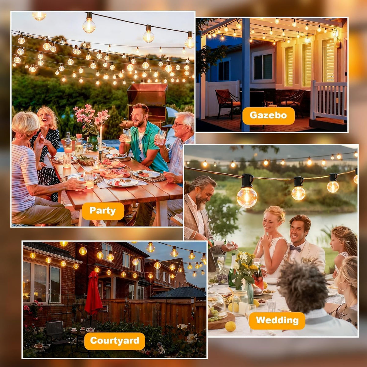 15m G40 LED solar outdoor string lights with 4 modes, waterproof IP44, warm white for garden or patio lighting by The Outdoor Furniture Market