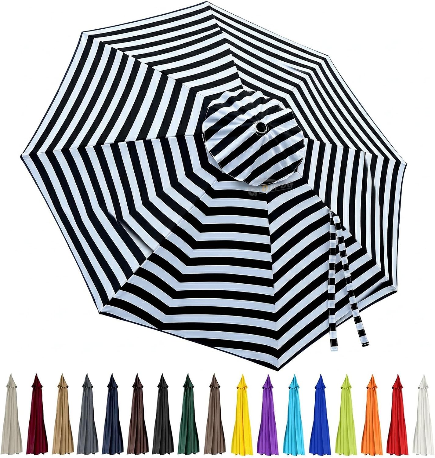 3m Replacement Outdoor Umbrella Canopy | 8-Rib | UPF 30+ Waterproof | Multiple Colours
