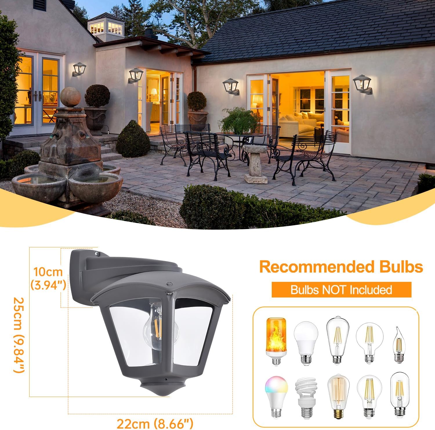 Modern Outdoor Wall Lantern - Waterproof E27 Sconce Light - The Outdoor Furniture Market 