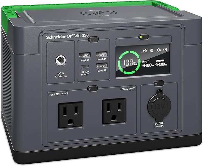 Schneider OffGrid 332Wh Portable Power Station - Solar Compatible Battery Pack - The Outdoor Furniture Market 