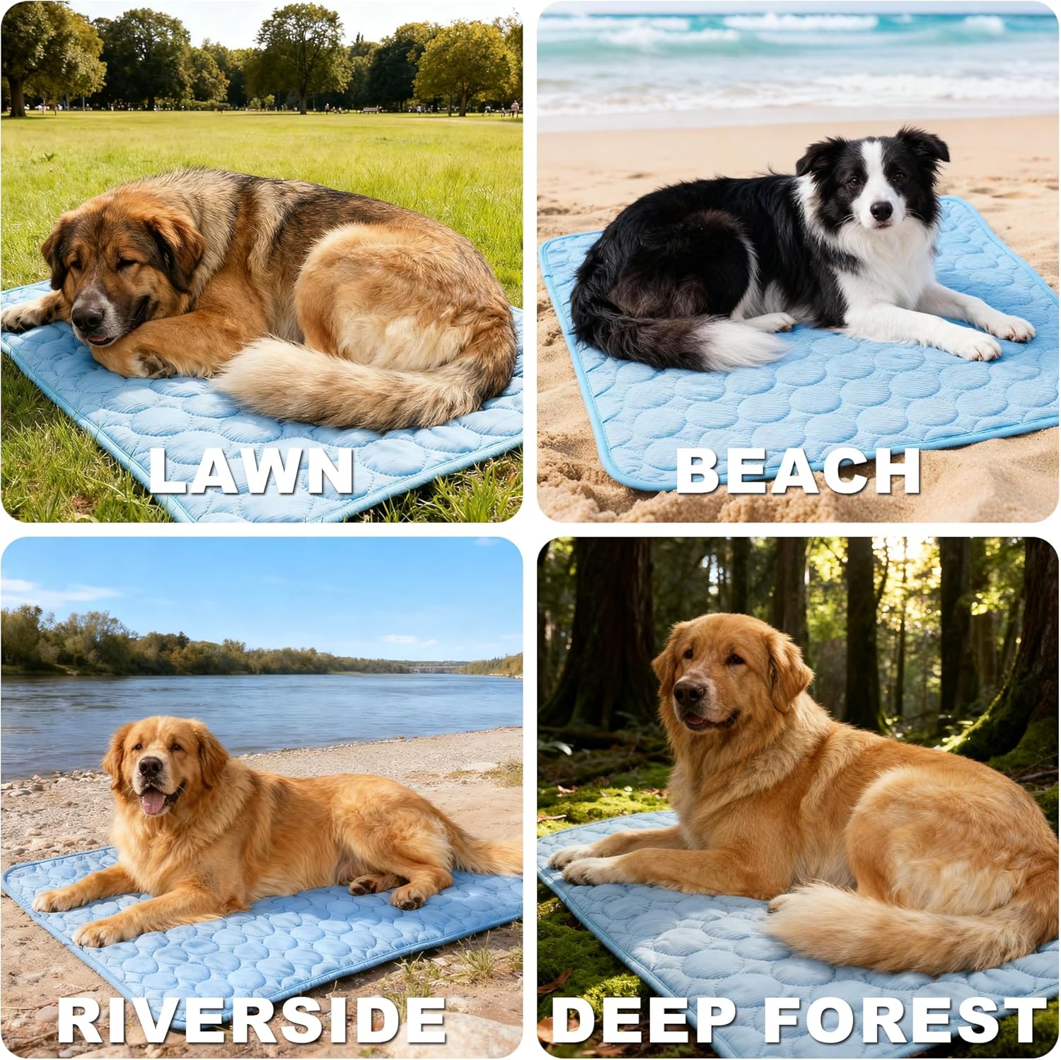 Dog Cooling Mat for Large Medium Small Pets - Self Cooling Gel Pad for Dogs and Cats in Summer, Indoor Outdoor Use Pet Cooling Bed with Non-Toxic Material(100cm*75cm Blue)