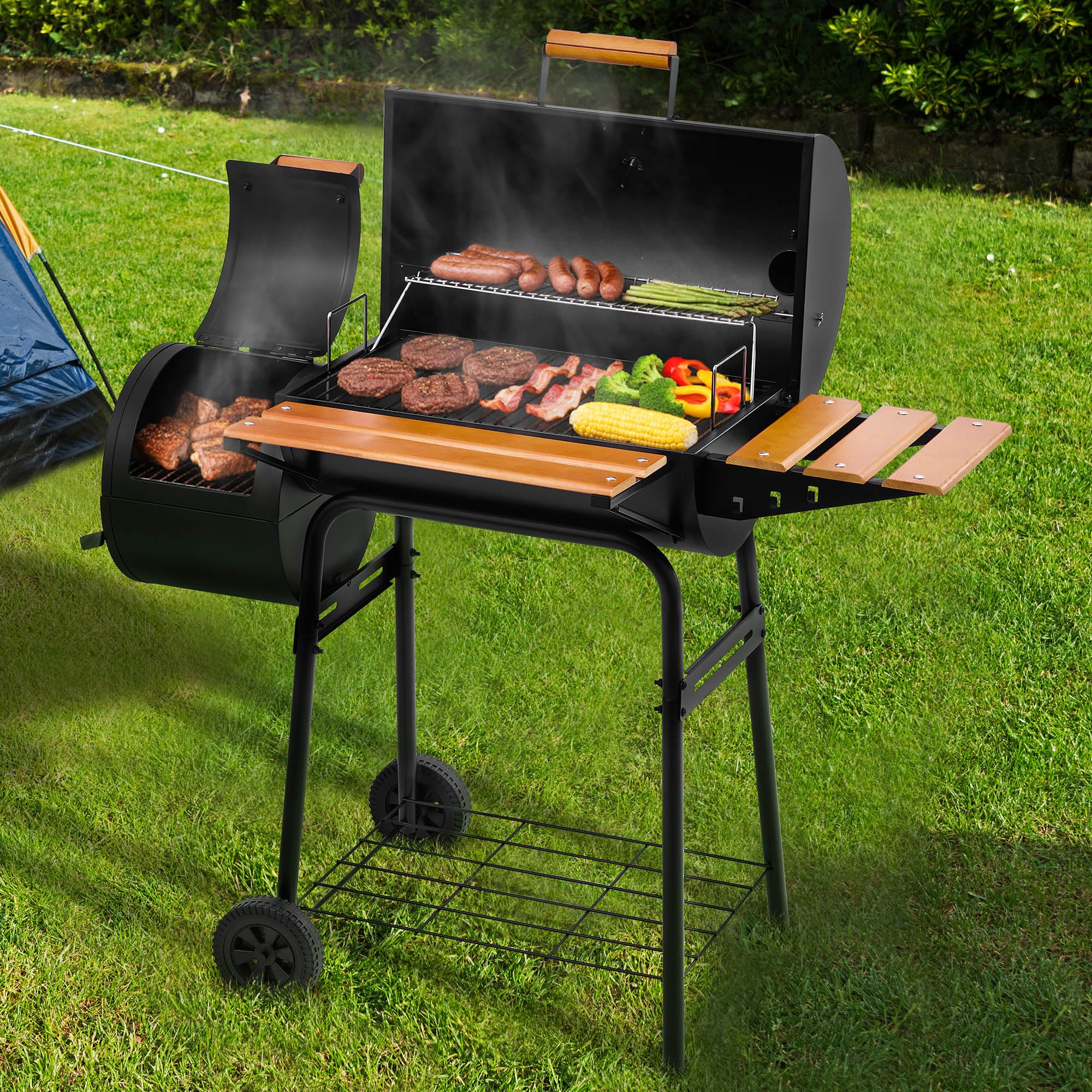 Royal Gourmet CC1830W 30" Charcoal Grill with Offset Smoker - 811 sq.in Total Cooking Area
