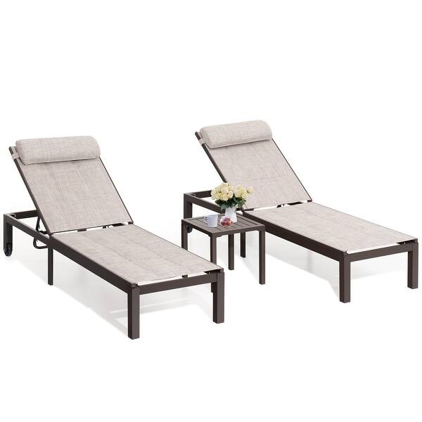 Adjustable Aluminum Sunbed – Textilene Sling & Padded Headrest | Pool & Garden