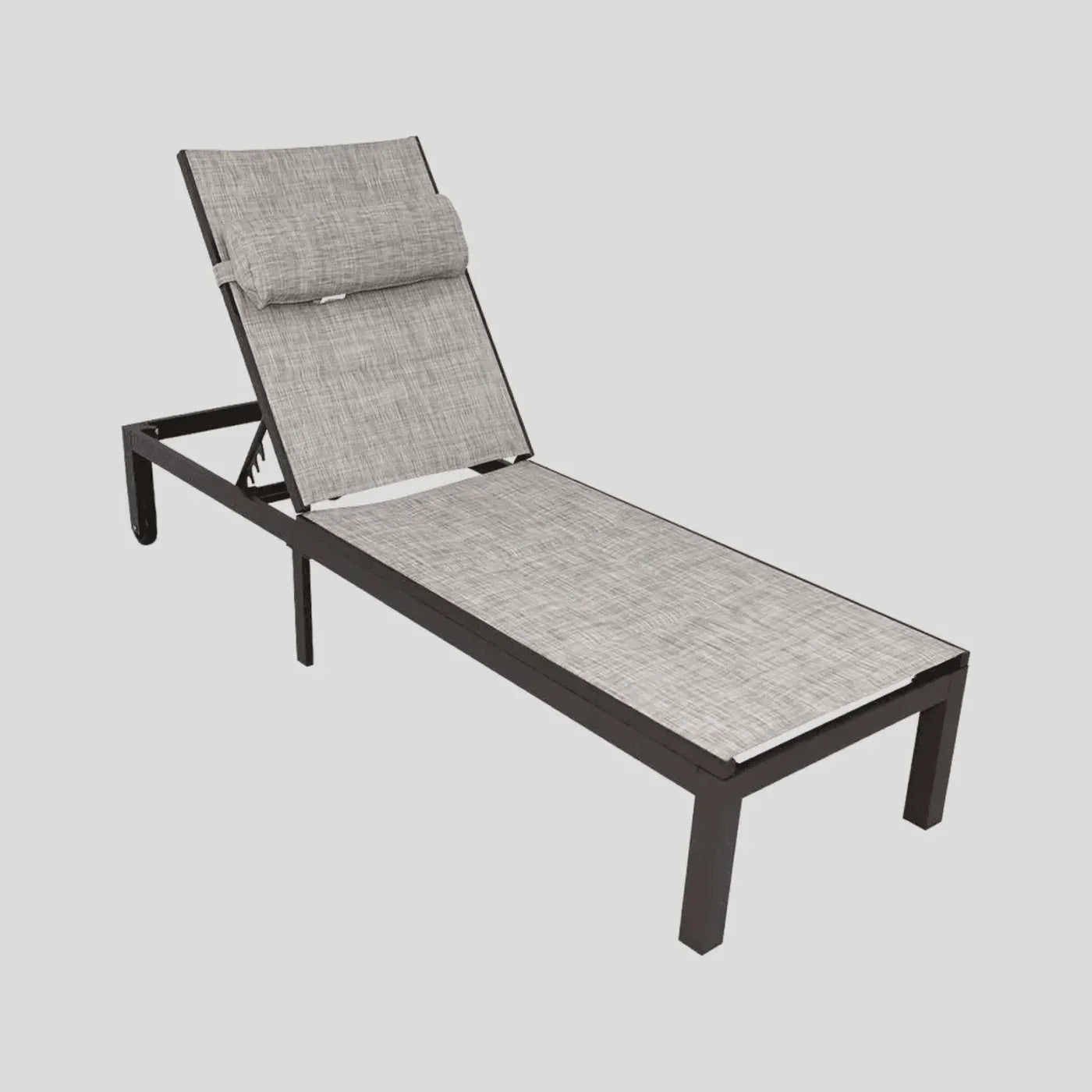 Grey fabric lounge chair with adjustable headrest from The Outdoor Furniture Market