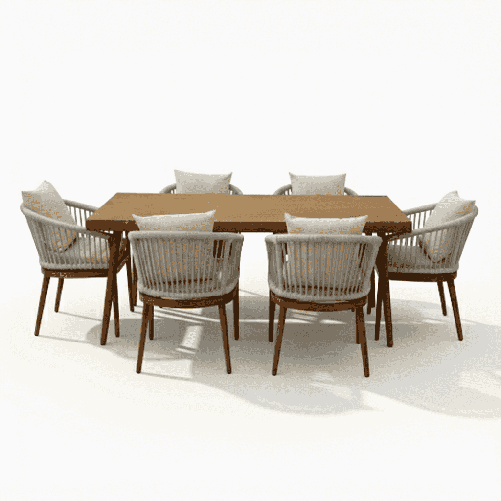 Aluminium frame 6-seater outdoor dining set with table and chairs, weather-resistant design from The Outdoor Furniture Market
