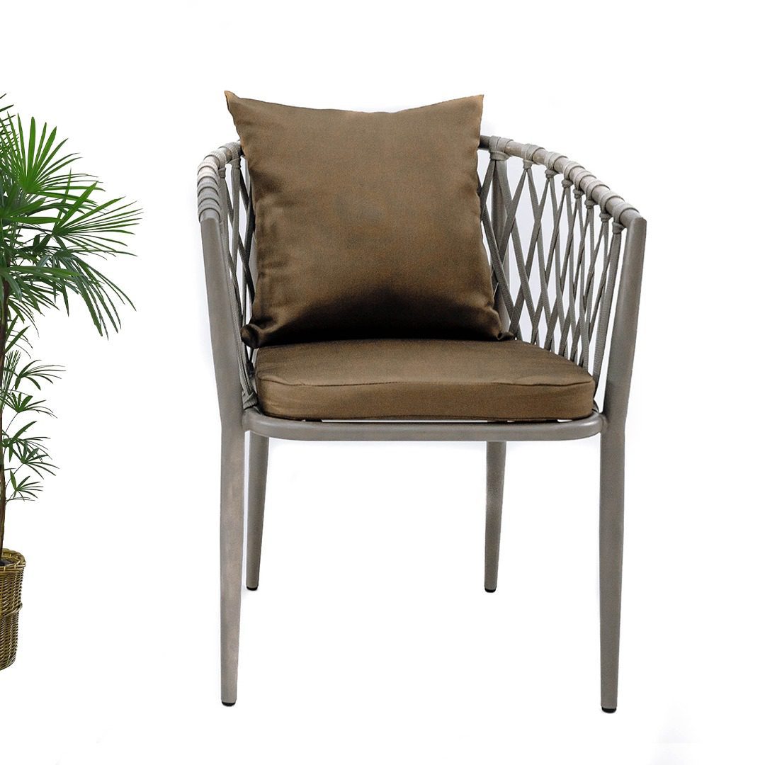 Aluminium & Rope Chair With Cushion Brown