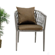Aluminium & Rope Chair With Cushion Brown