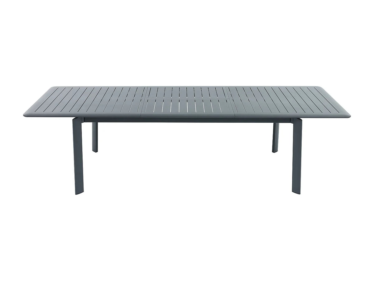 Extendable Aluminium Outdoor Dining Table & 8 Stacking Chairs | 6 to 8 Seater | Black