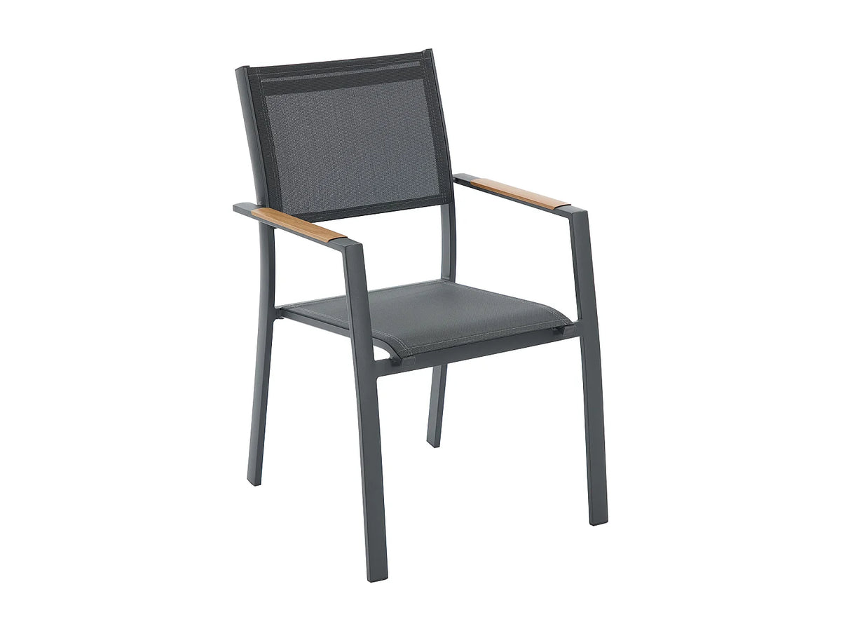 Extendable Aluminium Outdoor Dining Table & 8 Stacking Chairs | 6 to 8 Seater | Black