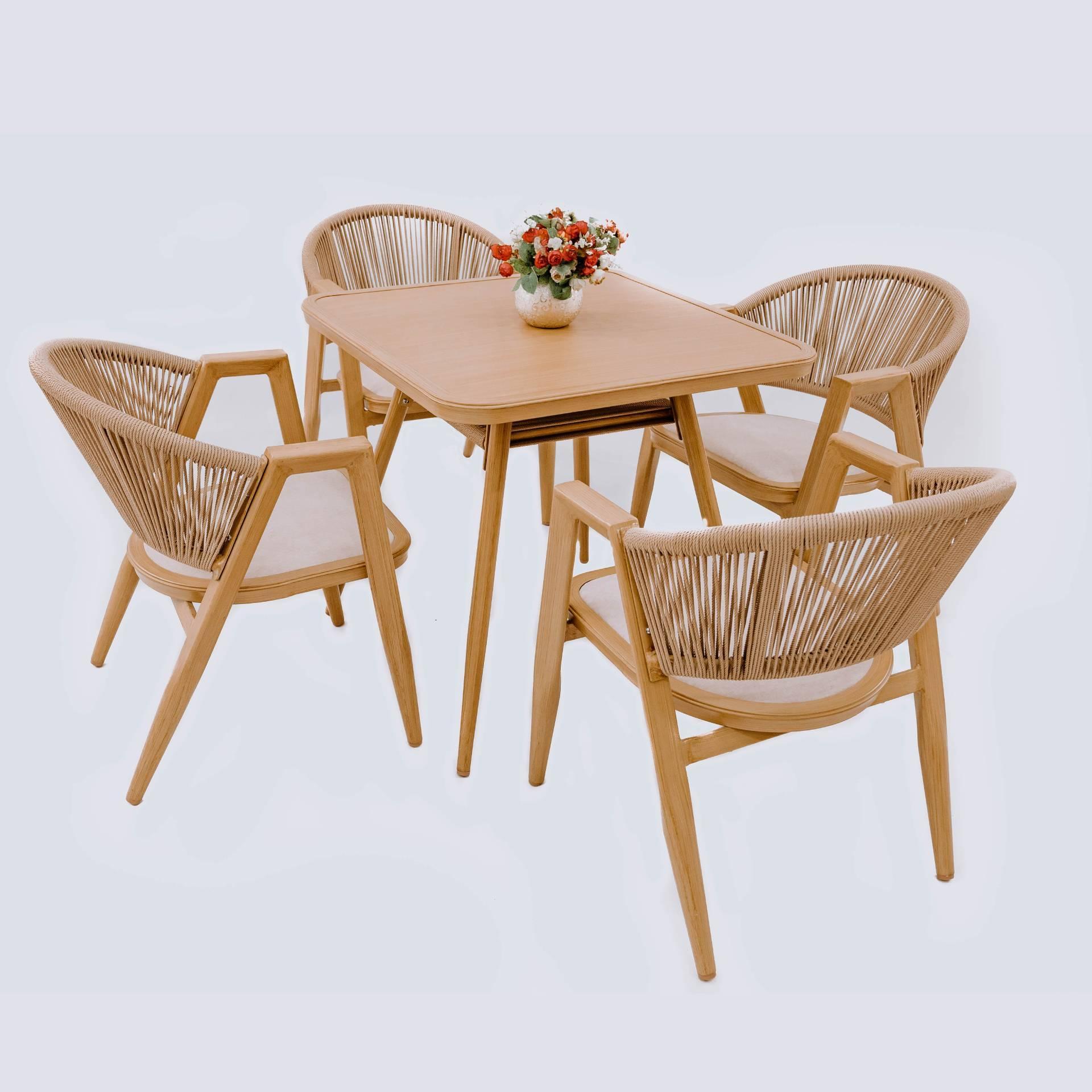 Aluminum Alloy 4 Seater Outdoor Dining Set with Cushion
