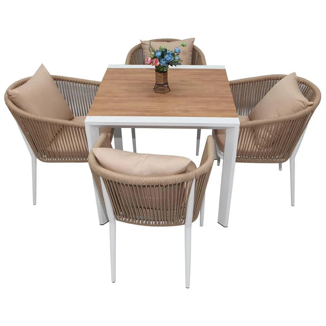 Aluminum Alloy 4-Seater WPC Outdoor Dining Set - The Outdoor Furniture Market 