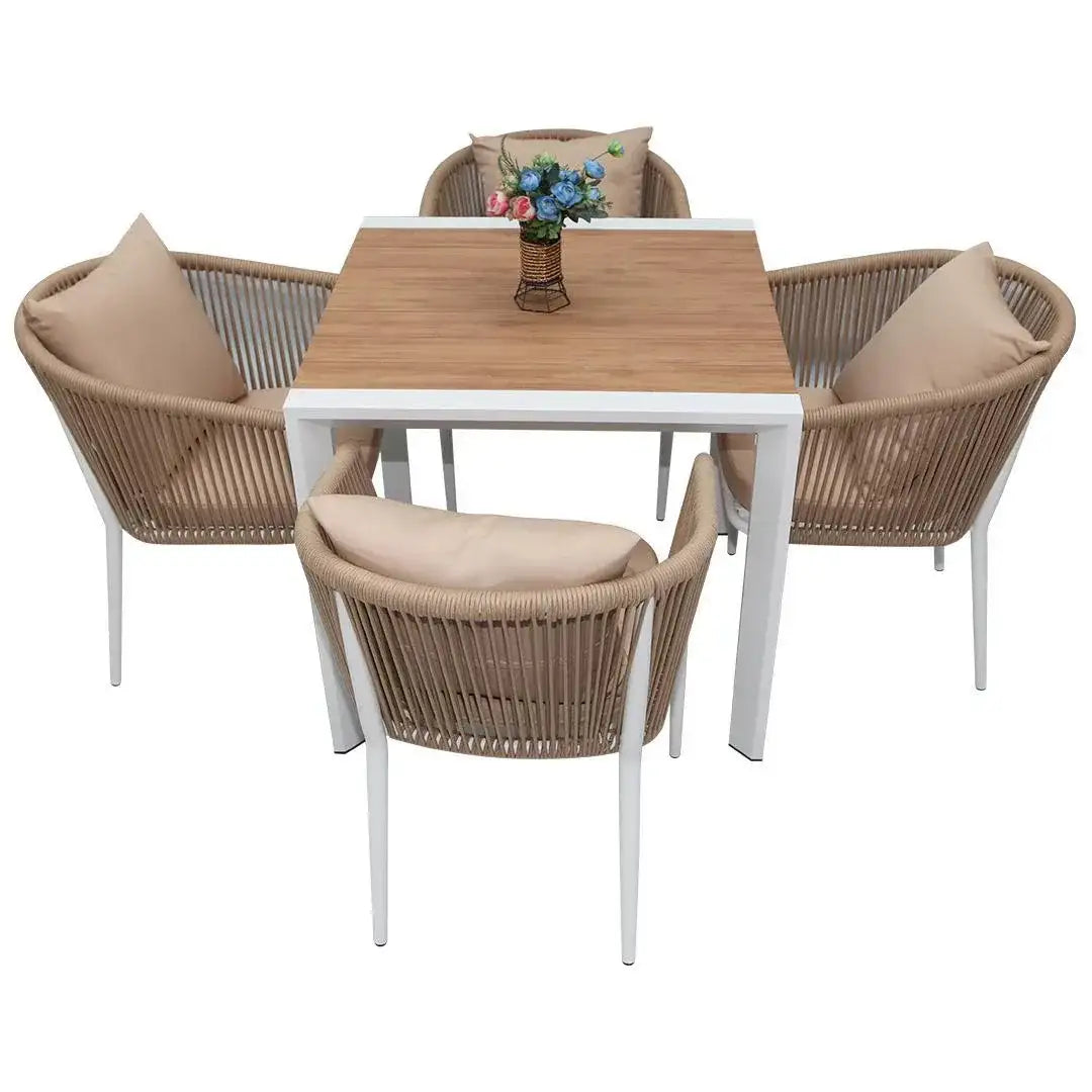 Aluminum Alloy 4-Seater WPC Outdoor Dining Set - The Outdoor Furniture Market 