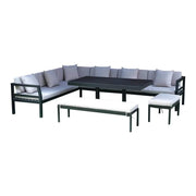Aluminum Cushioned Sofa Set, 5Pcs - Black