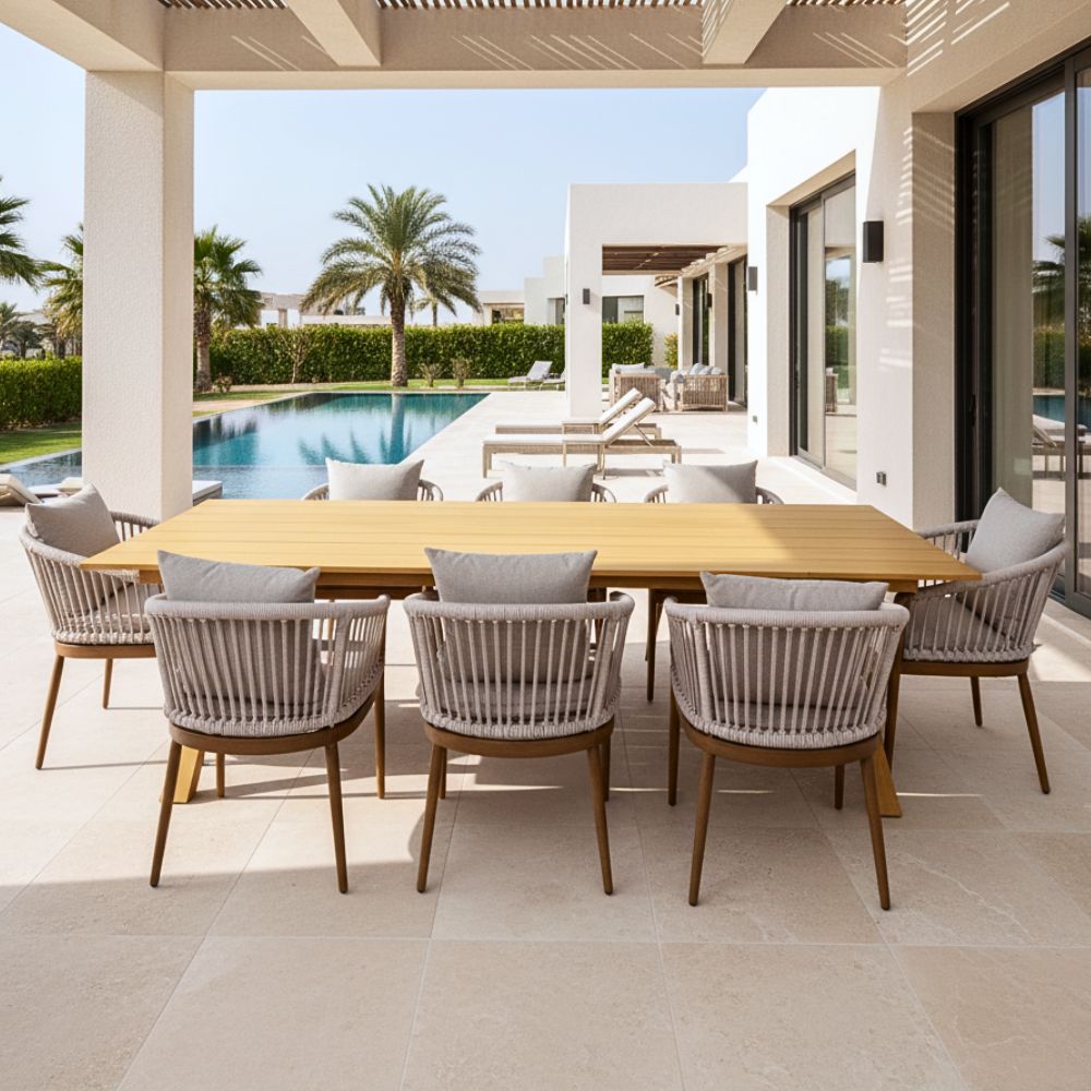 Aluminum Frame 8-Seater Outdoor Patio Dining Set with Cushions
