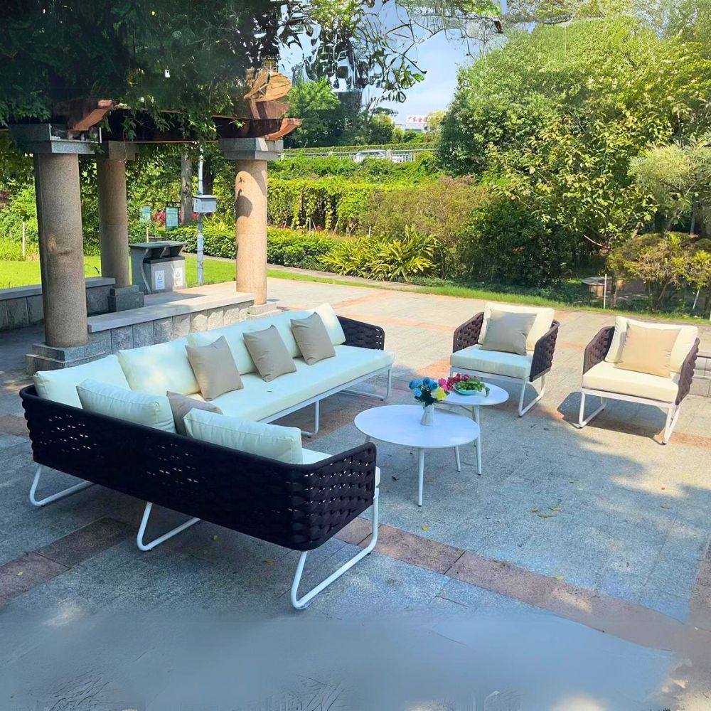 Aluminum Frame Hand Rope Style 8-Seater Outdoor lounge Sofa Set