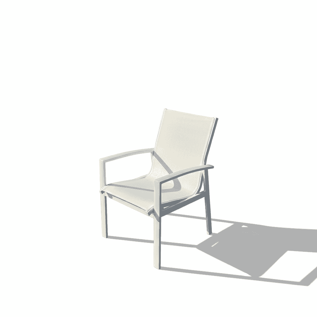White aluminum frame patio chair by with a sleek, modern design suitable for outdoor seating.