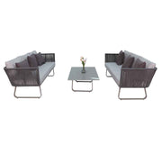 Aluminum Frame Rope 6-Seater Outdoor lounge Sofa Set