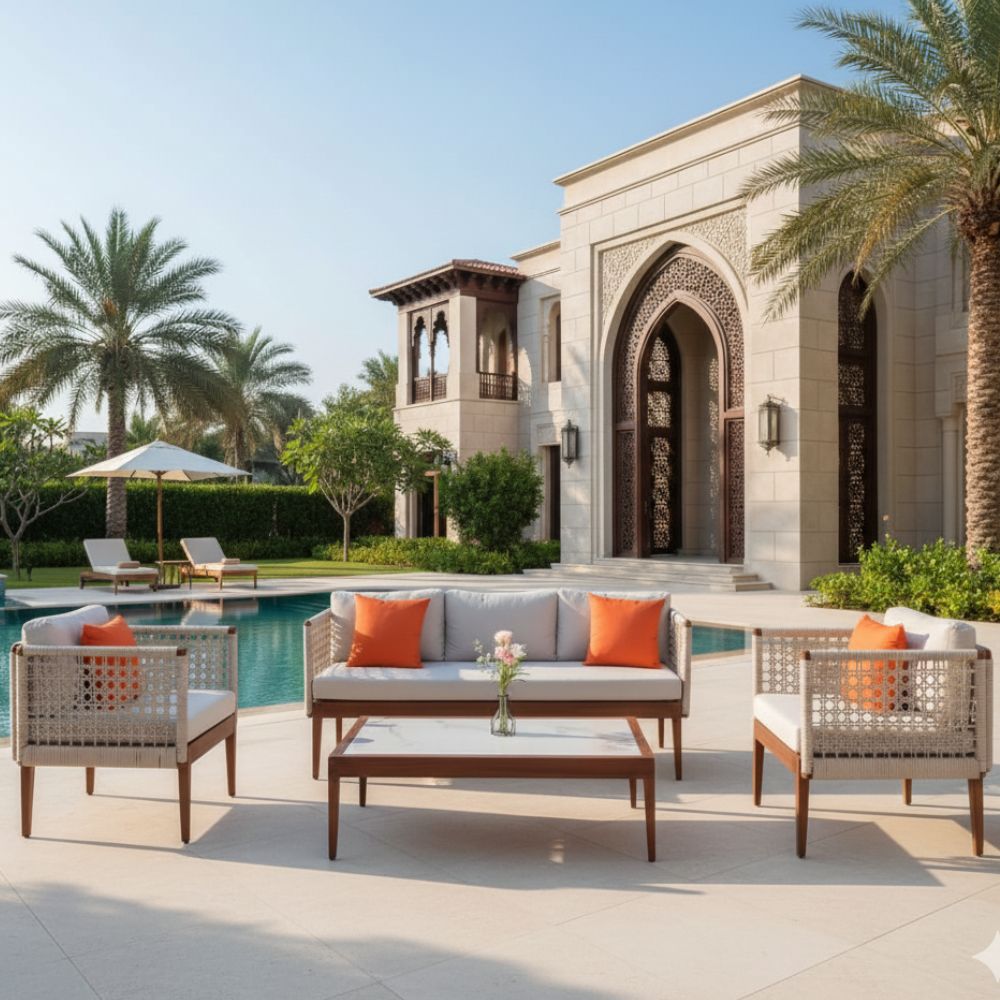Aluminum Hand Rope 6-Seater Outdoor Garden Furniture Sofa Set