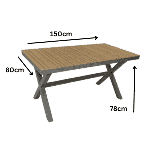Aluminum outdoor dining table for 6 people by The Outdoor Furniture Market, weather-resistant with a sleek, modern design.