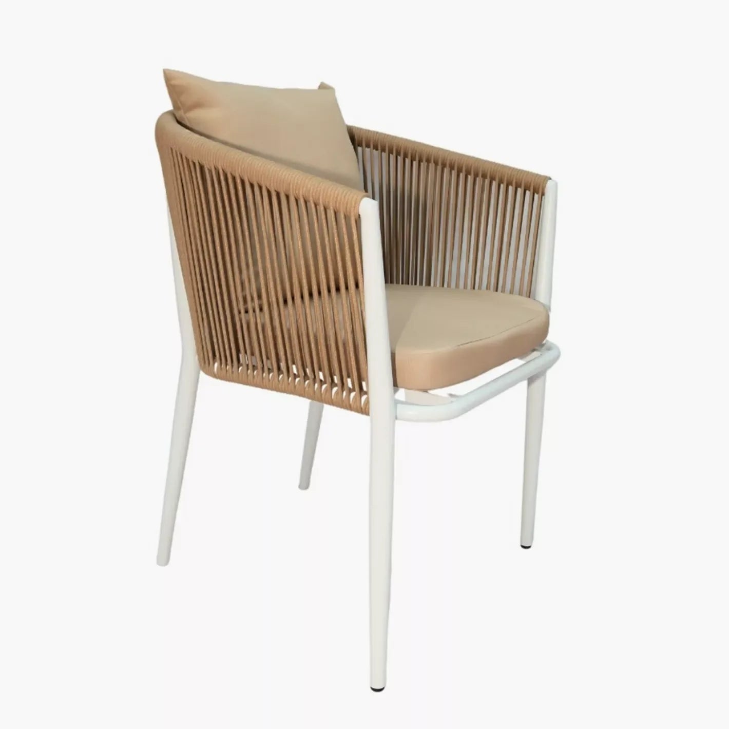 Aluminum Frame & Rope Dining Chairs with Cushion - White - The Outdoor Furniture Market 