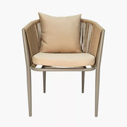 Aluminum Frame & Rope Dining Chairs with Cushion - Khaki - The Outdoor Furniture Market 