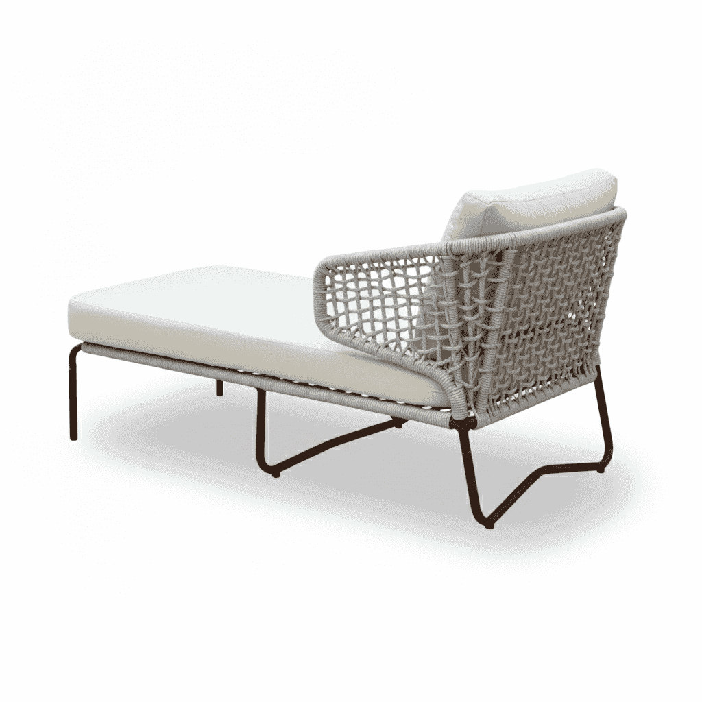 Modern aluminum waterproof sunbed from The Outdoor Furniture Market with a cushioned seat, weather-resistant design, perfect for outdoor relaxation.