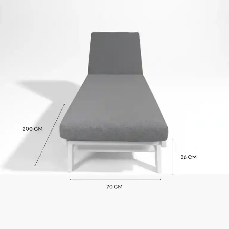 Aluminum waterproof sunbed with adjustable backrest, modern outdoor lounger from The Outdoor Furniture Market, ideal for outdoor relaxation.