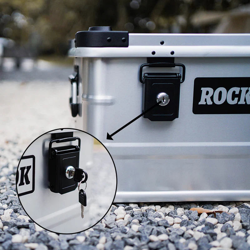 50L Portable Aluminum Storage Box with Lock & Folding Stand | Camping & Outdoor