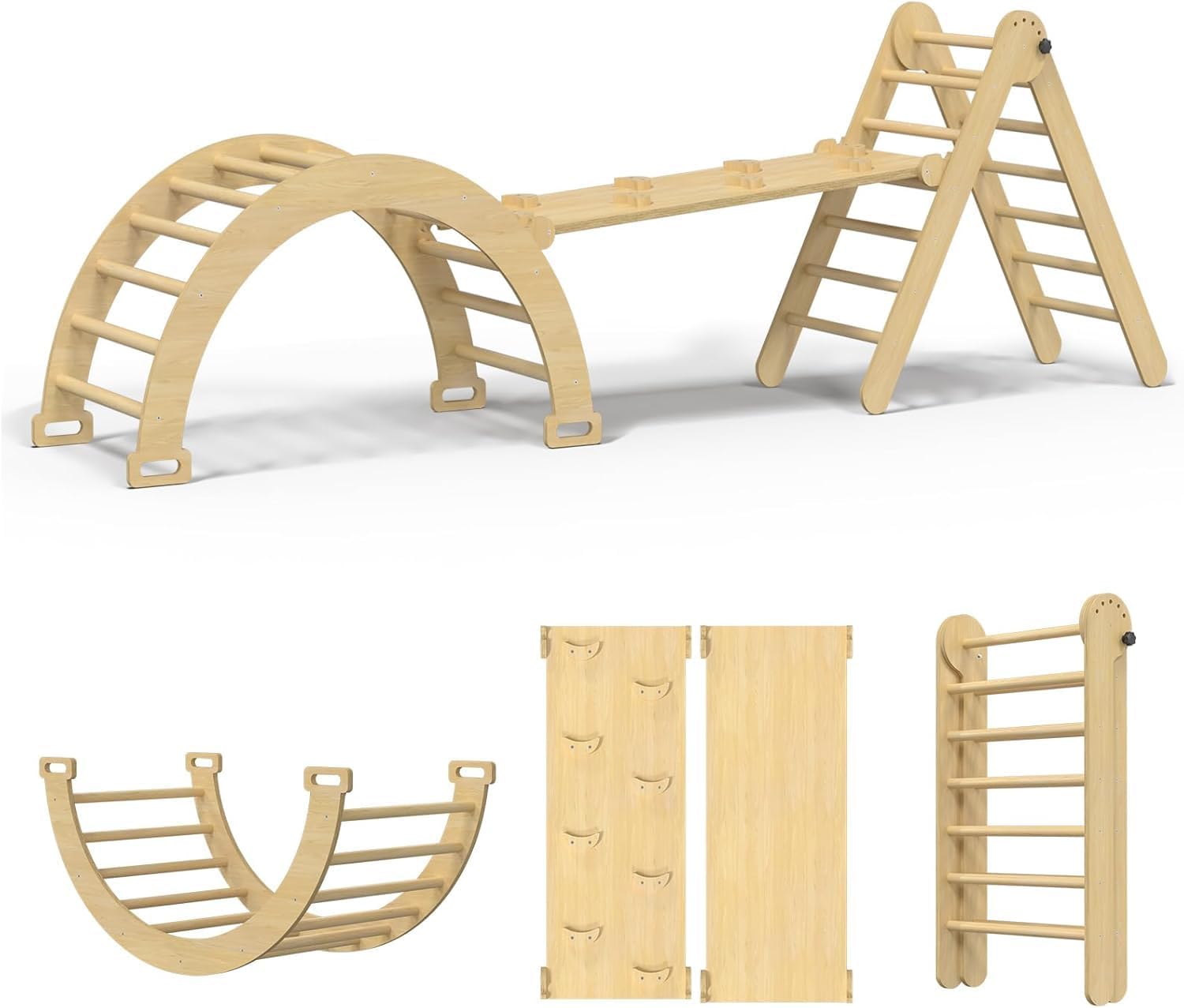 Beauenty 6-in-1 Indoor Jungle Gym - Montessori Climbing Frame for Kids 3+ - The Outdoor Furniture Market 