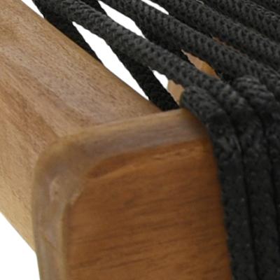 Acacia Wood Outdoor Sun Lounger | Rope Weave | 4-Position Reclining | Black