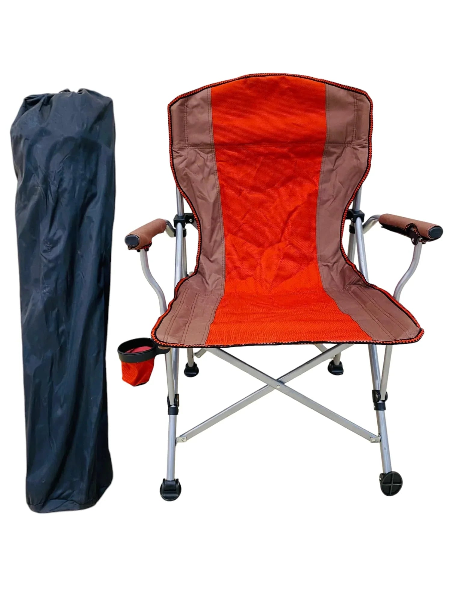Portable Camping Folding Chair with Cup Holder and Carry Bag