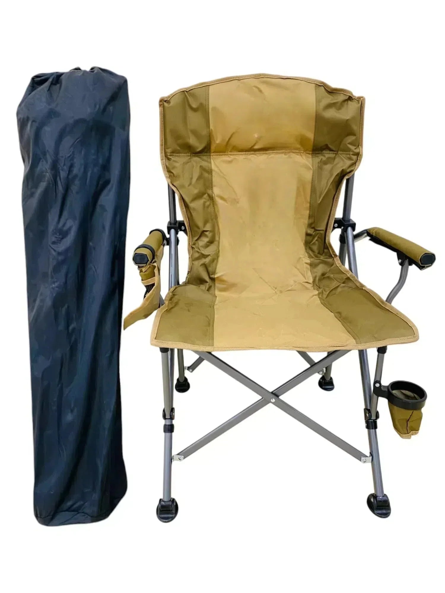 Portable Camping Folding Chair with Cup Holder and Carry Bag