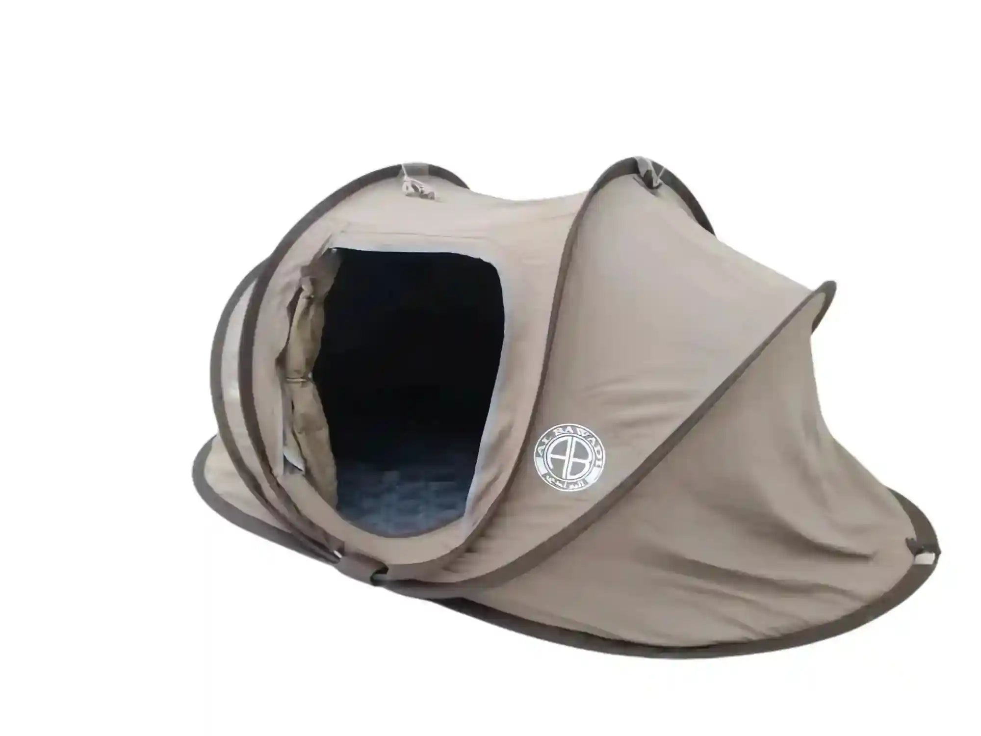 Four seasons camping tent by The Outdoor Furniture Market, foldable desert tent for 2 persons, compact and lightweight outdoor shelter.