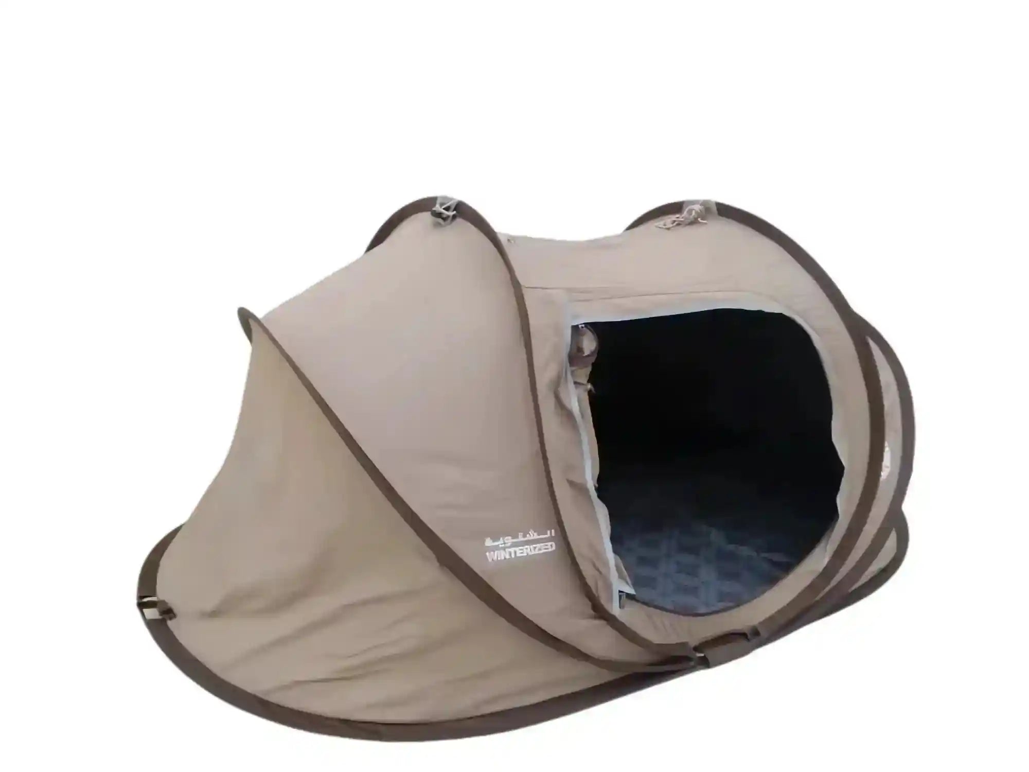 Four seasons camping tent for 2 persons by The Outdoor Furniture Market, folding desert tent with durable fabric and compact design.