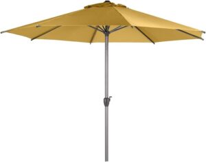 Center Pole Garden Umbrella with Sturdy Metal Base Ideal for Rooftop and Terrace Use, Durable Aluminum Alloy Pole, and High-Quality Fabric Canopy