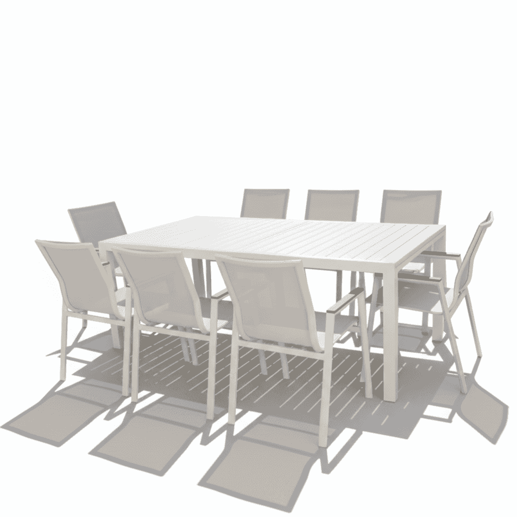 Contemporary outdoor garden dining set with table and chairs by The Outdoor Furniture Market, featuring modern design and weather-resistant materials.