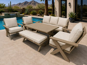 9 Seater Aluminium Outdoor Sofa Set with Dining Table | 7 & 9 Seater | Beige & White