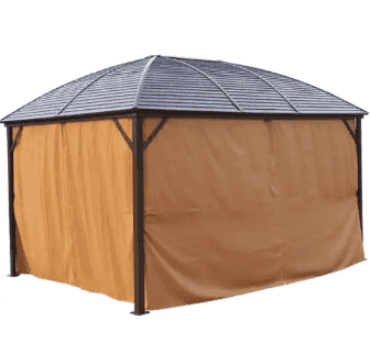 Aluminum gazebo with a doom shape design, 3x4m size, outdoor pergola by The Outdoor Furniture Market, shown in a garden setting.