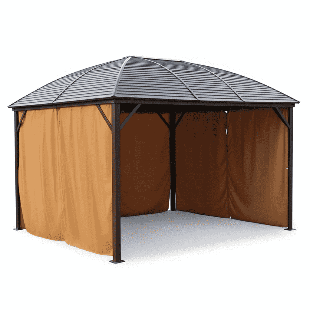 Aluminum gazebo with doom shape design from The Outdoor Furniture Market, 3x4m size, featuring sturdy structure and open sides.