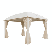 White aluminum gazebo with a 3x4m frame, featuring a sleek design perfect for outdoor shade and relaxation.