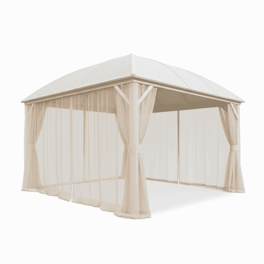 White Doom Shape Aluminum Gazebo 3x4m by The Outdoor Furniture Market, featuring a modern design with sturdy aluminum frame.