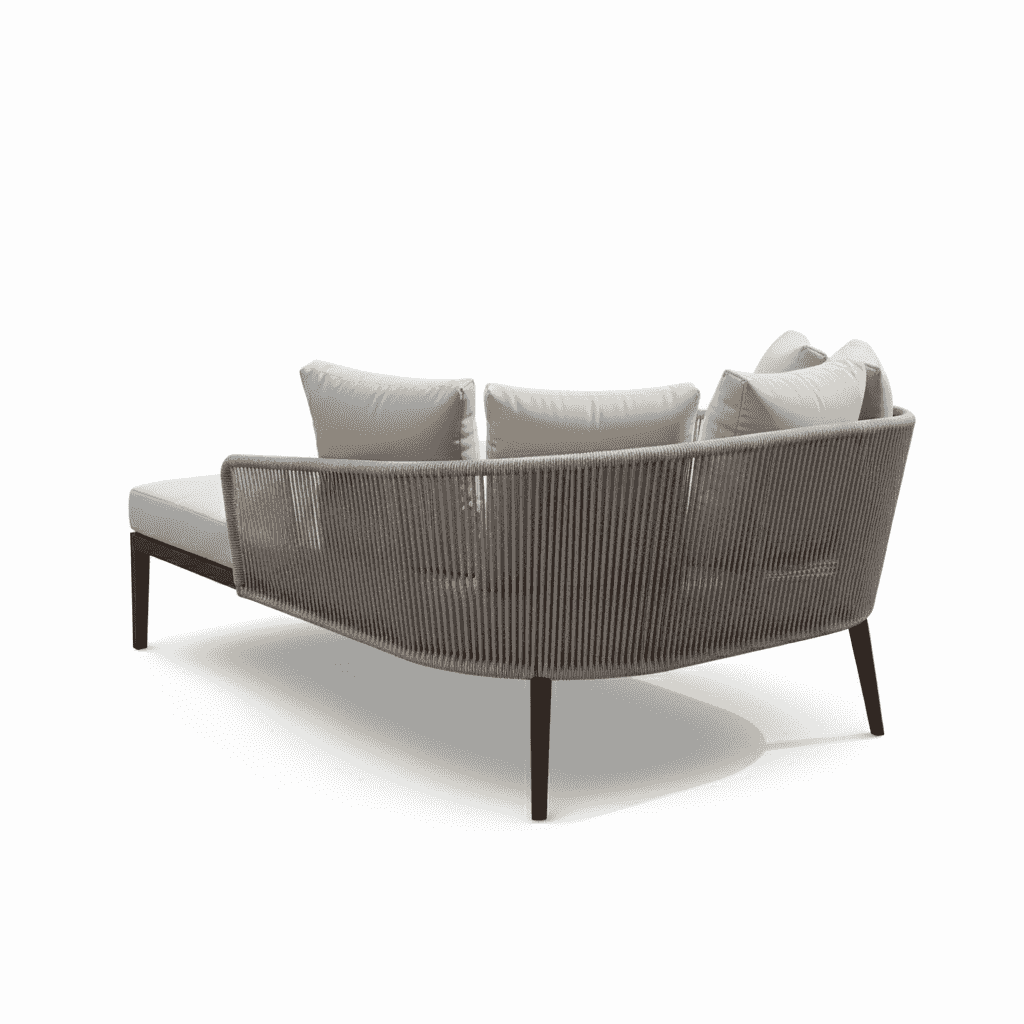 Aluminum frame sunbed with plush cushions, double day bed by The Outdoor Furniture Market for outdoor relaxation.