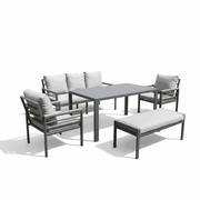 Durable aluminum outdoor sofa set with waterproof cushions, stylish seating for patios and gardens by The Outdoor Furniture Market.